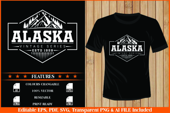 Alaska Mountain Adventure Typography for Apparel