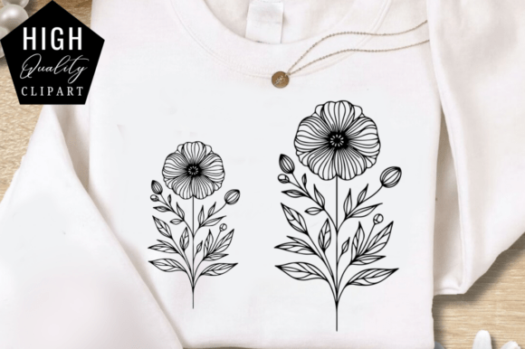 Elegant Line Flower SVG Clipart for Modern Crafters