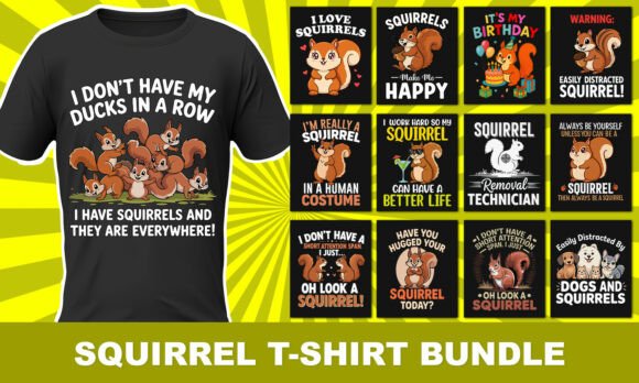 Squirrel T-Shirt Design Bundle: Your All-in-One Creative Kit